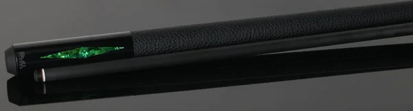 Bull Carbon Green Stained Maple with Green Genuine Shell Inlays Play Cue with Textured Leather Wrap - Image 4