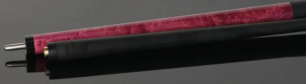 Bull Carbon Pink Stained Maple with Pink Genuine Shell Inlays Play Cue with Textured Leather Wrap - Image 4